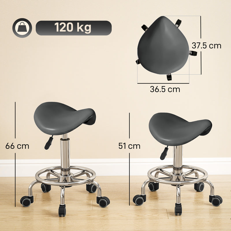 Ergonomic Saddle Chair for Healthy Posture in Home Office or Salon Grey AOSOM