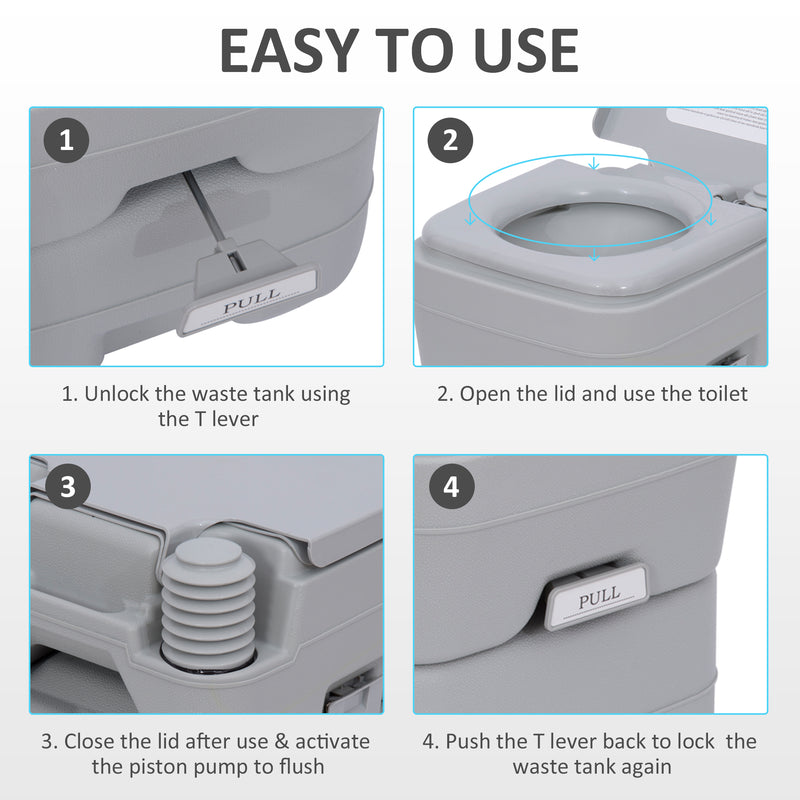 Portable Camping Toilet and Wash Sink Set for Private Outdoor Bathroom Comfort Grey
