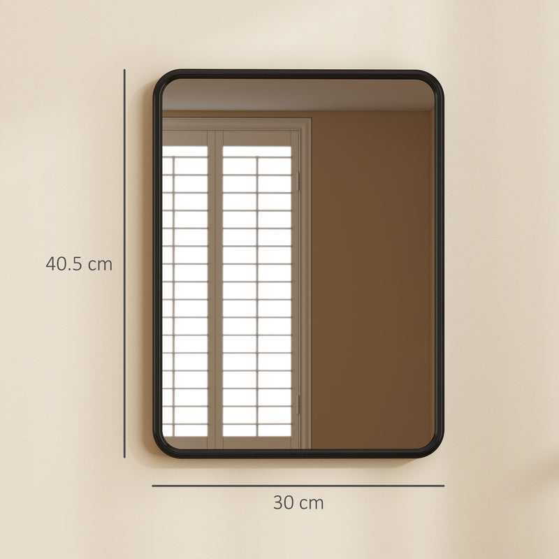 Rectangular Wall Mirror With HD Glass For Bedroom Or Hallway Decoration Black