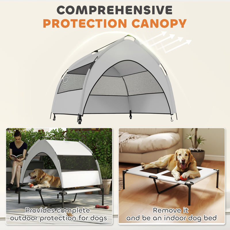 Portable Elevated Dog Bed with Canopy Cooling Raised Pet Cot for Medium to Large Dogs