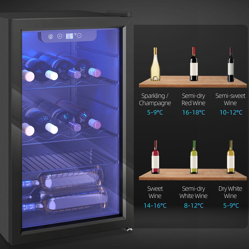 Wine Cooler for 24 Bottles with Double-Glass Door and Quiet Operation Black Homcom