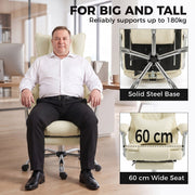 Big and tall office chair supporting a 190 cm user with a solid steel base