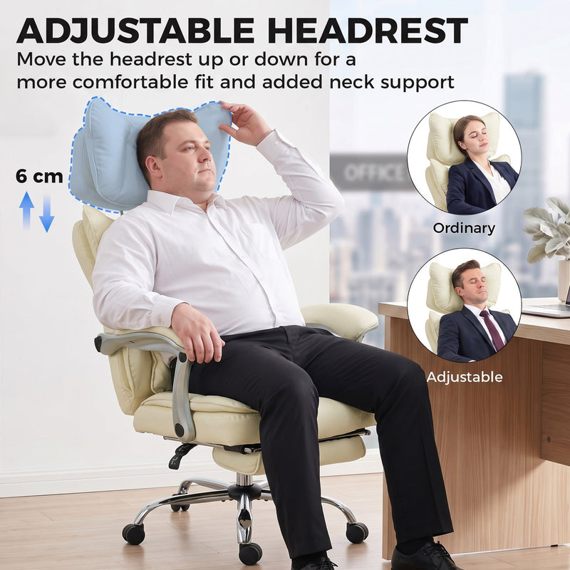 Adjustable headrest moving up and down by 6 cm for extra neck support