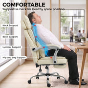 Diagram showing neck, back, lumbar and hip support points on the reclined chair