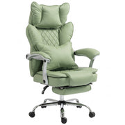 HOMCOM PU leather executive office chair in light green with pull-out footrest and headrest pillow