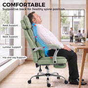 Diagram showing neck, back, lumbar and hip support points on the reclined chair