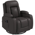 HOMCOM dark brown PU leather massage recliner chair, front angle view