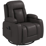 HOMCOM dark brown PU leather massage recliner chair, front angle view
