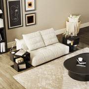 Set of 2 Modern Side Tables with 2 Tier Storage for Living Room or Bedroom Black