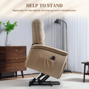 Brown Velvet Feel Electric Lift Recliner Chair with Comfortable Padding by HOMCOM