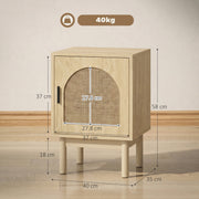 Bedside Table with Adjustable Shelf and Rattan Door for Organised Bedroom Storage Natural Wood Homcom