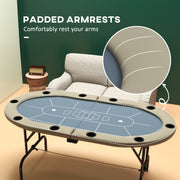 10 Player Folding Poker Table with Cup Holders and Padded Edge for Home Games Brown Blue AOSOM