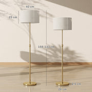 Height Adjustable Floor Lamp With Remote And Dimmable LED For Living Room Use Gold Tone AOSOM