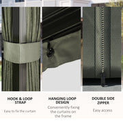 3 x 4m Hardtop Gazebo with Metal Roof Netting and Curtains Dark Grey by Outsunny