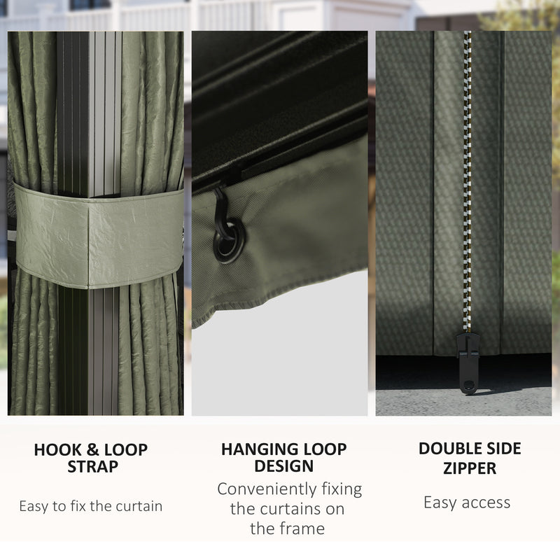 3 x 4m Hardtop Gazebo with Metal Roof Netting and Curtains Dark Grey by Outsunny