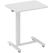 Height Adjustable Mobile Standing Desk With Wheels For Home Office Or Bed Use, White