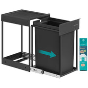 Songmics pull-out kitchen bin with steel frame, ABS lid and free sample bin bags