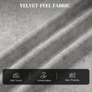 Close-up of the grey velvet-feel sofa bed fabric
