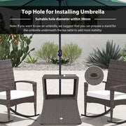 Rattan Garden Table with Parasol Hole and Storage Shelf for Outdoor Use Dark Grey Outsunny