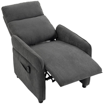 HOMCOM push back manual recliner armchair in dark grey with an integrated footrest reclined