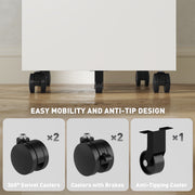 White 3 Drawer Steel Filing Cabinet with Lock and Wheels by Vinsetto