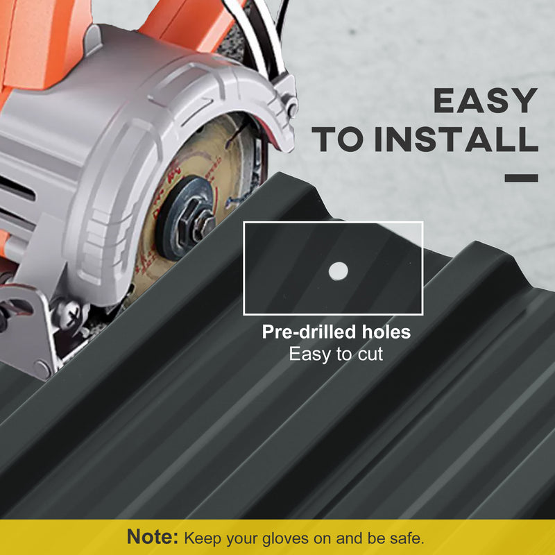 Pack of 24 Galvanised Metal Roofing Sheets for Greenhouse Garage Shed Carport 129 x 45cm Dark Grey by Outsunny