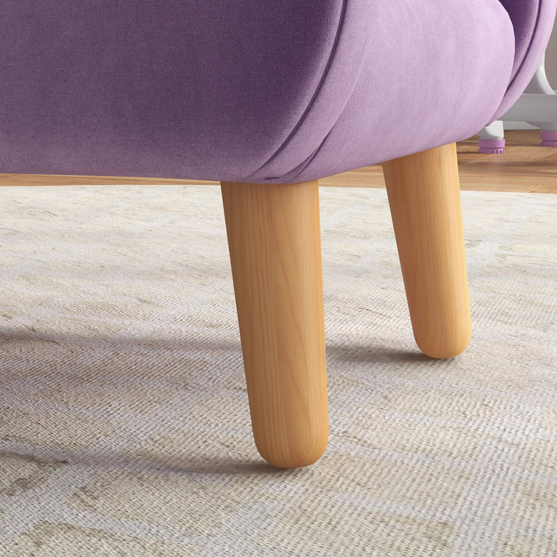 Kids Velvet Armchair with Wooden Frame and Cloud Design for Toddlers Ages 1 to 3, Purple