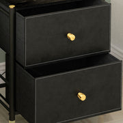 Black Faux Leather Bedside Table with Storage by HOMCOM