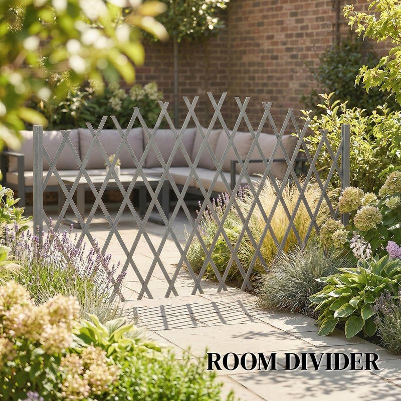 Freestanding Expandable Garden Fence Set for Instant Privacy or Patio Screening Dark Grey Outsunny