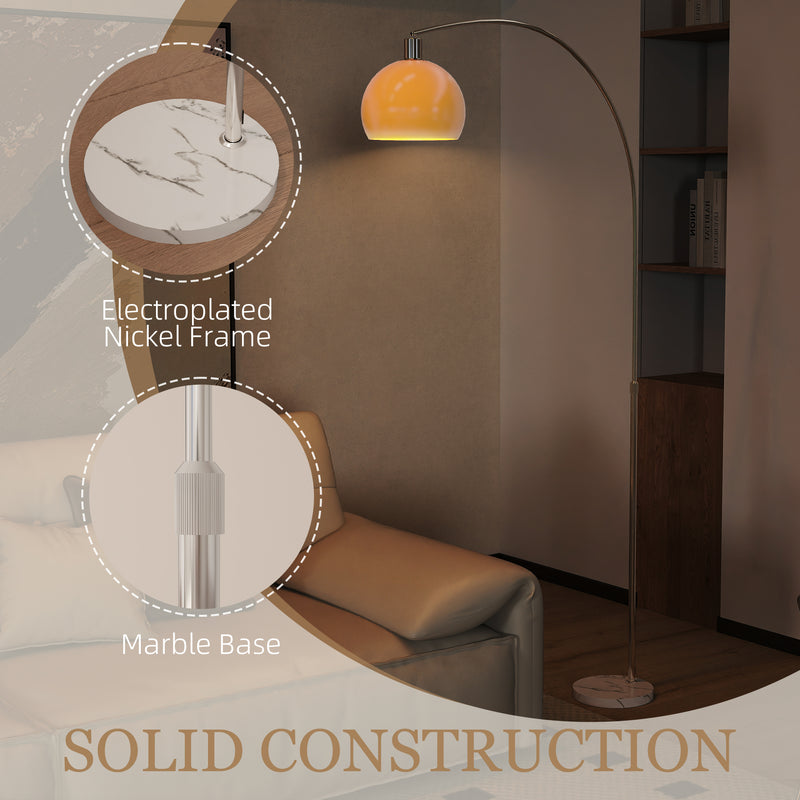 Floor Lamp with Curved Head and Foot Switch for Reading Nooks or Living Rooms White Homcom