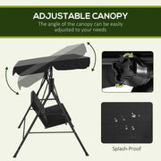 Black 3 Seater Garden Swing Chair With Adjustable Canopy For Relaxing Outdoors