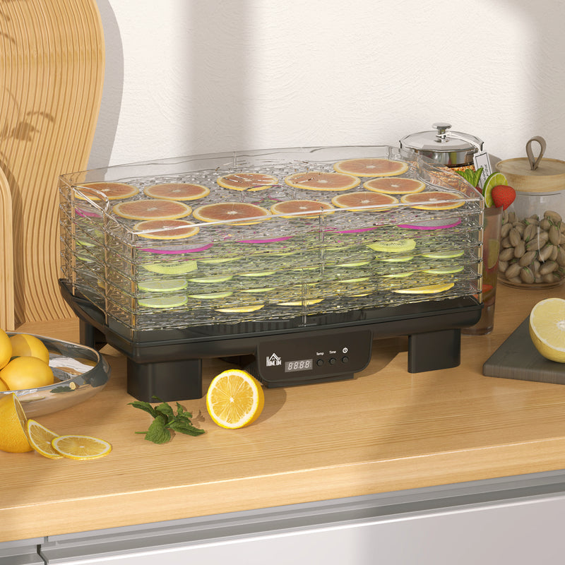 Six-Tray Food Dehydrator Adjustable Temperature 40-70 Degrees Fahrenheit Black by HOMCOM