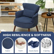 Blue Corduroy Retro Accent Chair with Wooden Legs for Living Room by HOMCOM