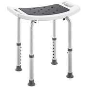 Height Adjustable Shower Stool With Padded Seat and Drainage Holes For Bathroom Use Grey