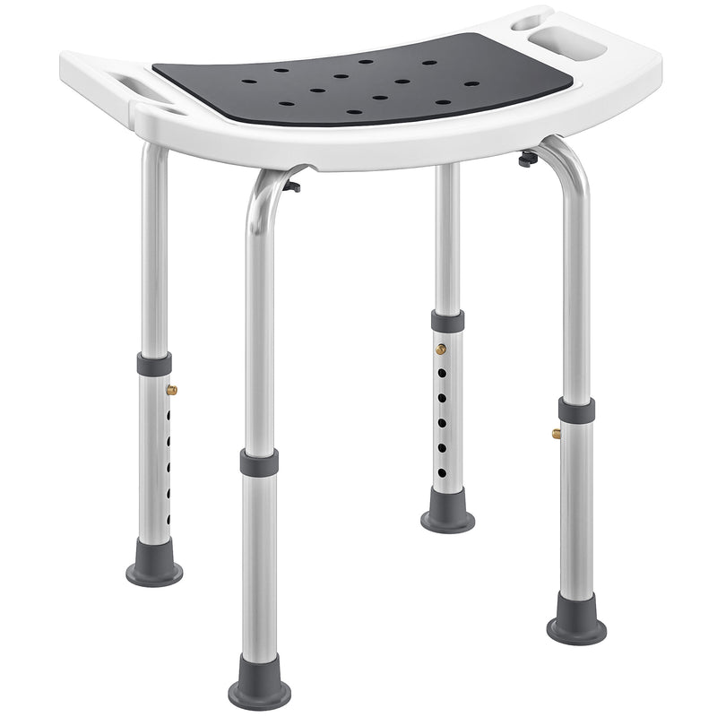 Height Adjustable Shower Stool With Padded Seat and Drainage Holes For Bathroom Use Grey