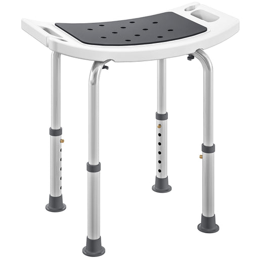 Height Adjustable Shower Stool With Padded Seat and Drainage Holes For Bathroom Use Grey