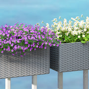 Set of Two Grey Rattan Effect Planters for Garden and Patio by Outsunny
