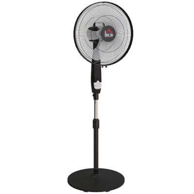 Pedestal Fan with Remote Control for Adjustable Cooling in Home or Office Black AOSOM