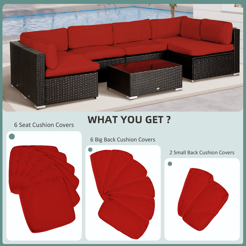 Red Set of 14 Outdoor Cushion Covers Water Resistant by Outsunny