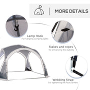 Family Camping Tent for 6 to 8 People with Mesh Walls and Removable Curtains White Grey Outsunny