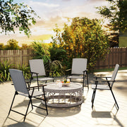 Set of Four Grey Folding Rattan Garden Chairs Lightweight and Durable by Outsunny