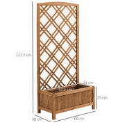 Wooden Raised Garden Planter With Trellis For Climbing Plants And Herbs Brown Outsunny