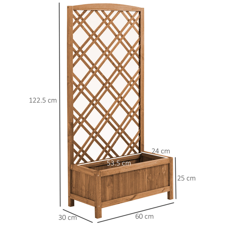 Wooden Raised Garden Planter With Trellis For Climbing Plants And Herbs Brown Outsunny