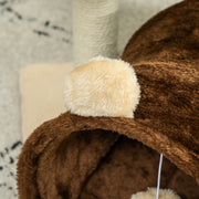 Small Cat Tree with Scratching Post Bed Tunnel and Toy Ball Dark Brown by PawHut