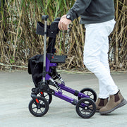 Lightweight Folding Rollator Walker with Seat Backrest Storage and Brakes for Seniors Purple by HOMCOM AOSOM