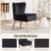 Modern Fabric Accent Chair with Thick Padding and Rubber Wood Legs for Living Room, Black