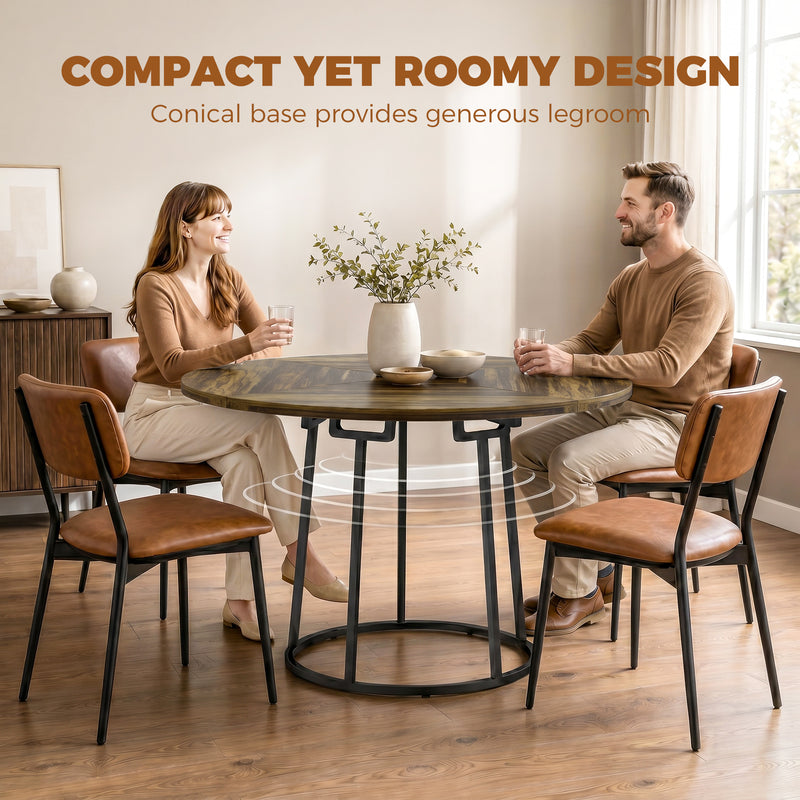 Round Dining Table for Small Kitchens or Flats Seats 4 to 6 Easy Clean Rustic Brown