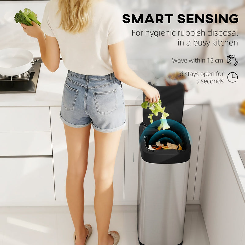 Sensor Kitchen Bin 50L Hands Free Hygienic Waste Solution Fingerprint Resistant