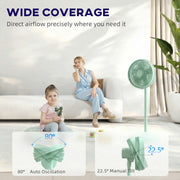 Standing Fan with Remote Control and Timer for Quiet Home Cooling Green AOSOM