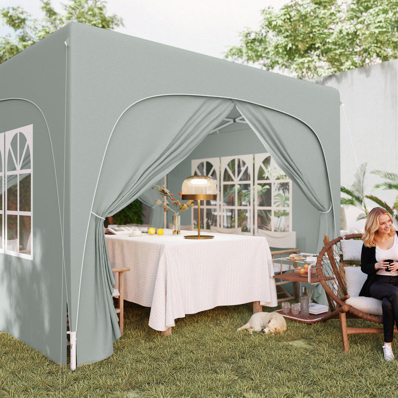 Light Grey 3 x 3m Pop Up Gazebo Shelter with Sides UPF50+ by Outsunny